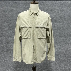 Vintage Guess by Georges Marciano Shirt Mens Large Green White Striped USA 90s - Picture 1 of 15