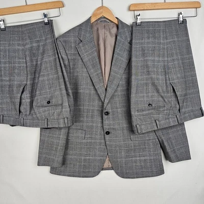 MOSS 2PC Suit SPARE TROUSERS Grey Check Wool Rich Tailored Fit 44S" | W36R L31 - Image 1 of 4