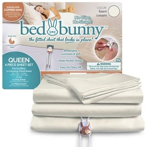 Bed Bunny Locking Fitted Bed Sheet Set,AS SEEN ON TV,Stays On & Won’t Slip Off - Picture 1 of 9