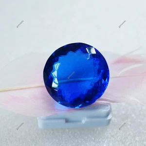 CERTIFIED Blue Tanzanite Round Cut 51.70 Ct Huge Loose Gemstone Lab Created - Picture 1 of 6