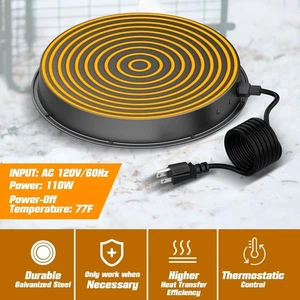 110W Heated Chicken Waterer Base Double-Wall Metal 11 Inch for Poultry - Black - Picture 1 of 6