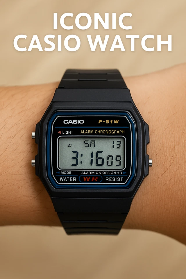 Genuine Casio F91W digital watch with box water resist Extra Battery