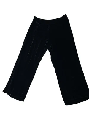 Lauren Ralph Lauren 天鹅绒裤子 16 码黑色直筒高腰人造丝丝绸 — 第 1/4 张图片