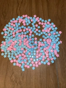 3 Ounces Small Pink & Blue Star Plastic DIY Jewelry Loose Beads 400+ - Picture 1 of 4