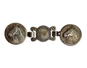 Vintage 900 Coin Silver Gaucho Medallion Cowboy Western Horse Belt Buckle - Picture 1 of 3