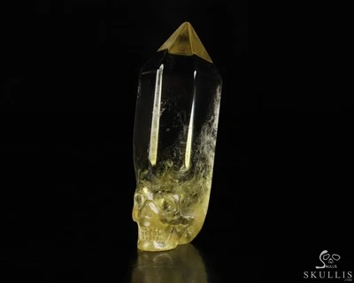 Piedra preciosa 2,7" citrino tallado a mano cristal calavera bellas artes escultura, curación Foto 1 de 4