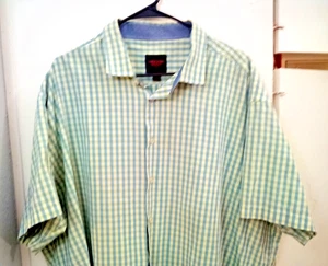 Linea Uomo Shirt Mens 3X Green Blue Plaid Short Sleeve Button Up Preppy #33631 - Picture 1 of 9