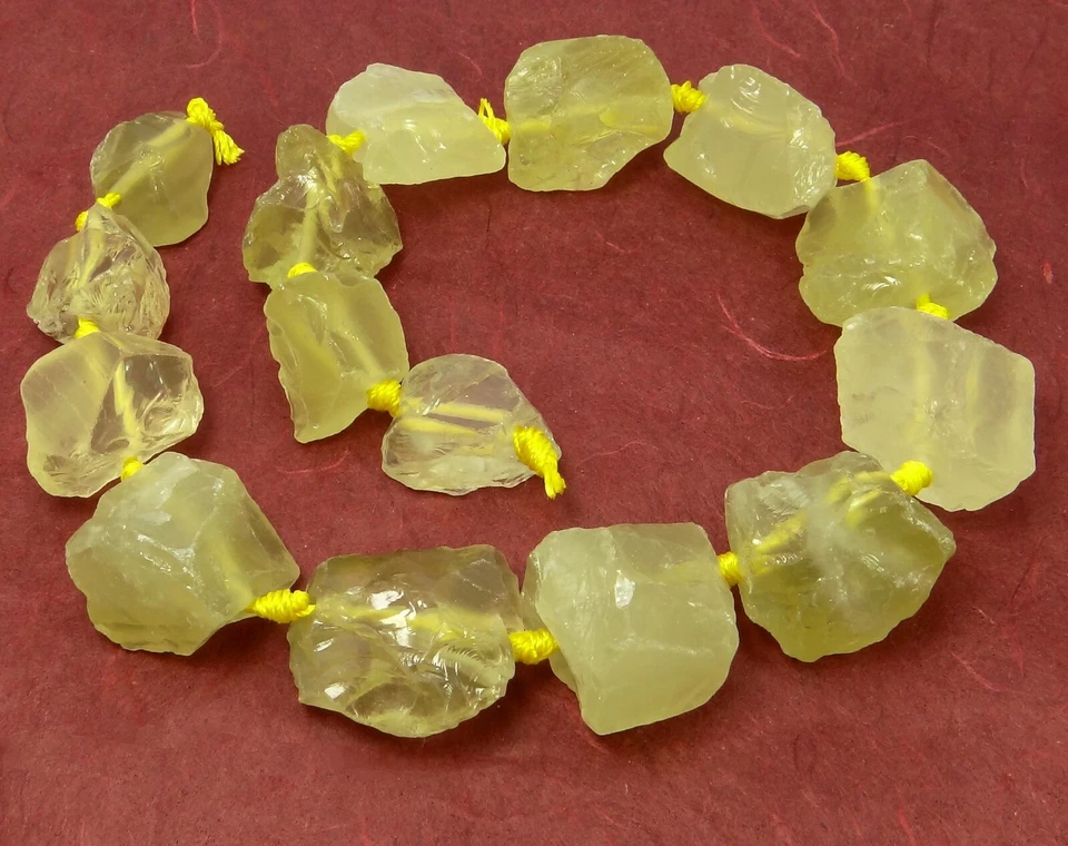 😏 Lemon Quarz naturbelassene Nuggets in gestaffelter Größe Perlen Strang 😉 - Bild 1 von 1
