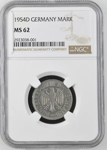 1954-D Germany Deutsche Mark NGC MS 62 / Low mintage / Free Shipping - Picture 1 of 9