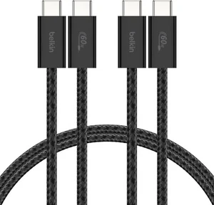 Belkin 2-Pack Braided USB-C to USB-C Cable 5ft 60W Soft Flexible Fast-Charging - Picture 1 of 6