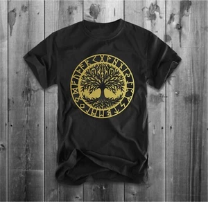 T-shirt Yggdrasil albero della vita vichingo runa Odino Thor mitologia norrena - Foto 1 di 1