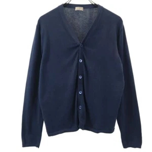 CRUCIANI made in Italy Long sleeve V-neck cotton knit cardigan 48 Navy Men's - Picture 1 of 8