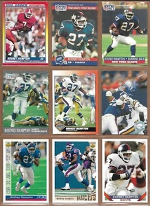 Lote de 9 tarjetas de fútbol americano de la NFL de los New York Giants Rodney Hampton 1990-1993 novato - Imagen 1 de 4