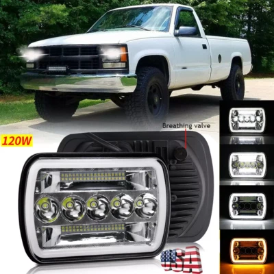 7x6" Led Headlight HI-Lo DRL for Chevy C1500 C2500 C3500 Suburban Pickup 120W - Image 1 of 4