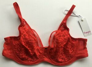 FREYA Red Soiree lace high apex bra in sizes 36DD & 36G  RRP £36