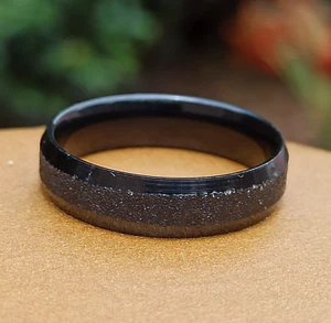 Men's Black Ring Band Stainless Steel Stone Gun Metal 12.25 Modernist Gift - Picture 1 of 13
