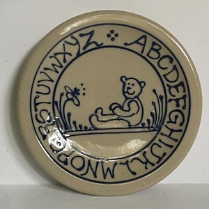Baby Plate Child’s Cornish Hill Pottery NH Alphabet Vintage 1988 Hand Thrown EUC - Picture 1 of 16