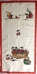 VINTAGE Cotton Blend Kitchen Towel 16"x31" Cherries Red/Green/White Latvia NEW - Picture 1 of 5