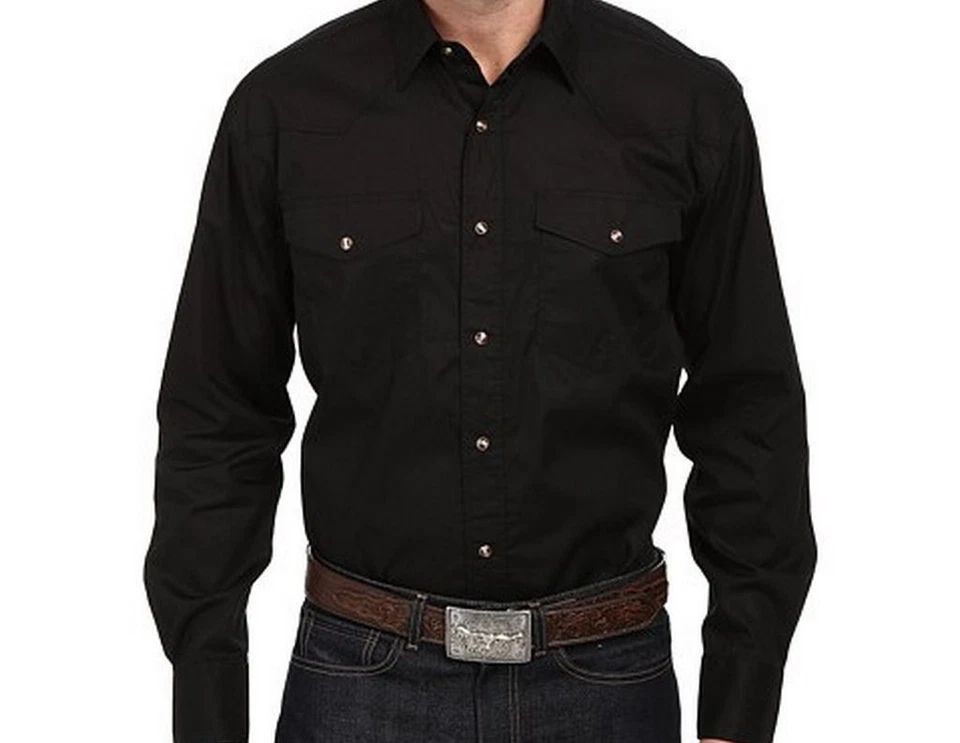 Camisa Roper Western Para Hombre L/S Snap Negra Sólida 03-001-0265-1017 BL Foto 1 de 1