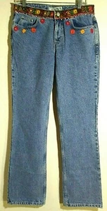 Z CAVARICCI blaue Jeans Größe 7/8 100 % Baumwolle mittlerer Bund gerade verzierte Taille - Bild 1 von 5