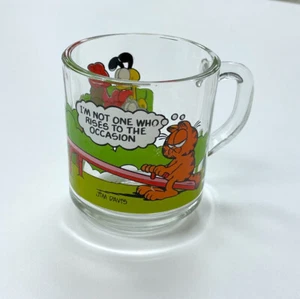 McDonalds Logo Anchor Hocking Clear Glass Coffee Cup Mug Garfield Vintage - Picture 1 of 5
