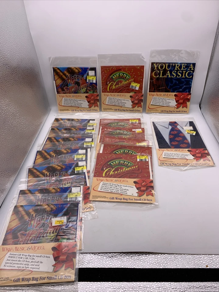 Vintage Lot of 15 CD Gift Bags Christmas Holiday Wrap Music & Video NOS - Image 1 of 4