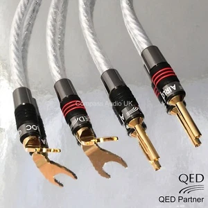 QED GENESIS Plateado Espiral Cable Puente Eslabones AIRLOC Picas Banana Plugs 4 x 20 cm - Imagen 1 de 9