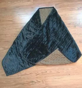 The J. Peterman Co Velvet Formal Shawl Women One Size Black/Brown 26" x72" Scarf - Picture 1 of 9