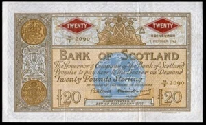 Bank of Scotland. £20. 1-10-1963, 10/F 2090. VF-EF - Picture 1 of 2