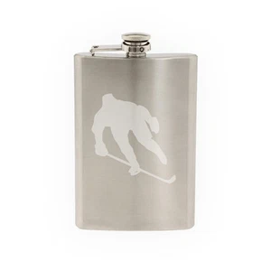 Hockey Silhouette- Player Varsity Professional League #4-8 oz etched flask - Picture 1 of 2