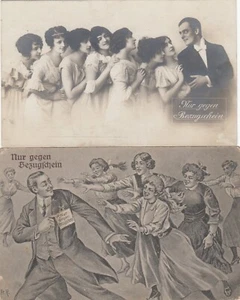 Mann gegen Bezugsschein Lot 2 Künstler-AK 1917 Ehe Liebe Humor 2310036 - Bild 1 von 2