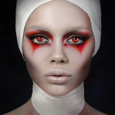 ARICONA Rote Farbige Halloween Kontaktlinsen Kostüm Zombie Vampir Fasching Dämonen Fun