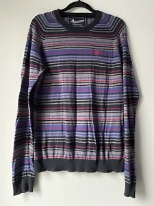 Mossimo Men’s Stripe Jumper Cotton Y2K Size Small Grey Black Blue Red 90s - Picture 1 of 9