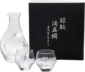 TOYO SASAKI GLASS Cold Sake Set Boxed Made in Japan 3piece set G604M79 ​​New - Picture 1 of 8