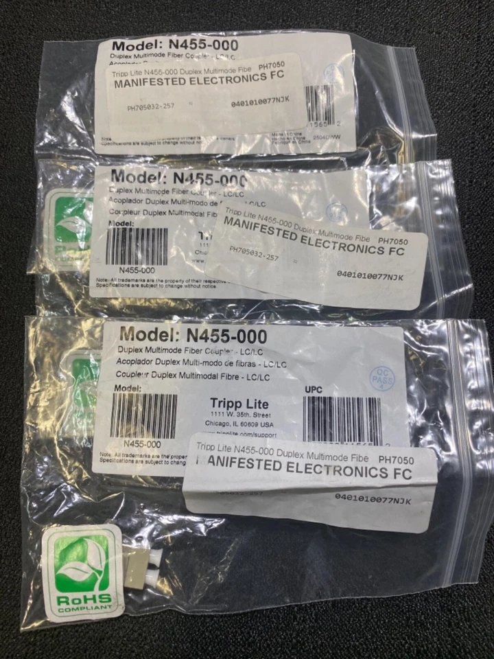 QTY 3 Tripp Lite Duplex Fiber Coupler N455-000 - Image 1 of 1