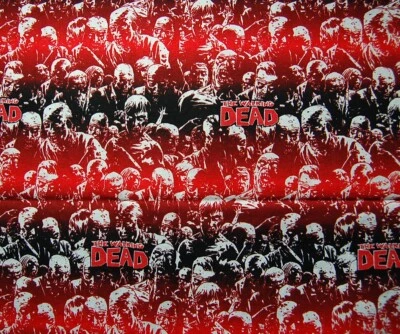 The Walking Dead tela de algodón rojo 2015-vendido por media yarda Foto 1 de 3