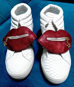 Desigual Zapatillas Altas Blanco Rojo Labios Bolsa Zapatos - Imagen 1 de 12