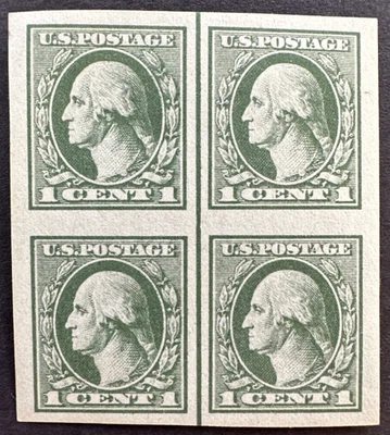 US 1919 Sc# 531 Vertical Line Imperf Block of 4 MH OG Washington 1c - Image 1 of 2