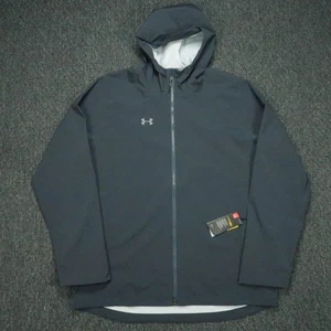Under Armour Jacket Mens XXL Gray UA Storm Rain Shell Hooded Windbreaker NWT - Picture 1 of 10