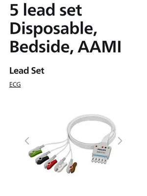 Philips Juego de 5 cables desechables, cabecera, AAMI Foto 1 de 3