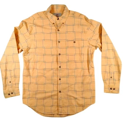 Camisa The Territory Ahead Para Hombre Mediana Amarilla Abotonada Manga Larga Cuadros Informal Foto 1 de 4