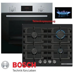 Gas Herdset Autark Gasherd BOSCH Einbau  Backofen Teleskop + GAS Kochfeld NEU - Bild 1 von 11