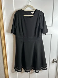 Calvin Klein Damen Kleid 16 Kurzarm Knielang Schwarz Professional 2971 - Bild 1 von 7