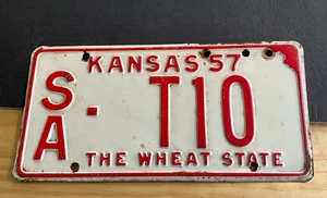1957 Kansas License Plate Tag SA T10 - Picture 1 of 1