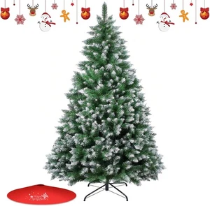 Albero di Natale 7FT/8FT Albero Artificiale con Pigna e Frutti Rossi, Pieghevole - Foto 1 di 8