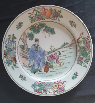 antiker chinesischer Teller - traditionelles Motiv - mit Stempel - Bild 1 von 4