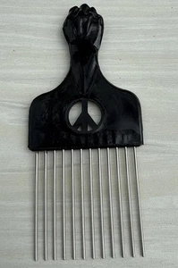 Vintage Antonio's Afro Haar Pick Kamm - Black Power Peace Zeichen Panther Rechen - Bild 1 von 8