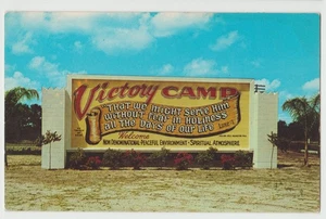 VICTORY CAMP Sign 301 RT2 Bible Holiness Church Palmetto Florida FL Postcard - Picture 1 of 2