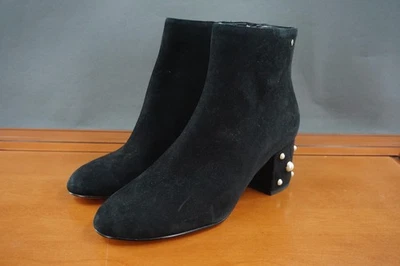 Туфли женские Kate Spade размер 7,5 черные тараджи жемчужные замшевые ботинки на блочном каблуке - Изображение 1 из 4
