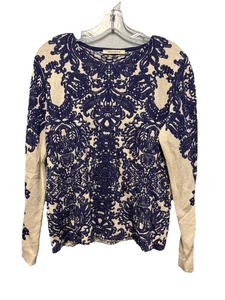 Anthropologie Aldomartins Paisley Pullover Gr. 10 blau beige Paisley künstlerisch - Bild 1 von 9